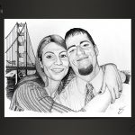 Engaged Couple Pen&Ink by artist Scott
